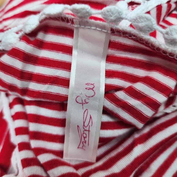 My Story Red White Veritical Striped Mini Dress Women's Small S Sleeveless EUC - Picture 4 of 5